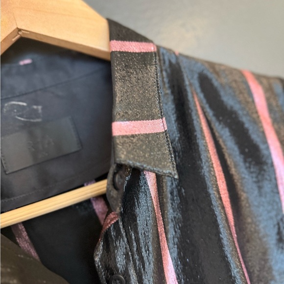 RtA NWOT XS never worn silk blend Shimmering Black Blouse with Pink - Picture 5 of 16